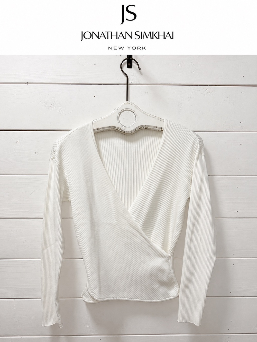 Jonathan Simkhai Long Sleeve Wrap Top – White – Size L
